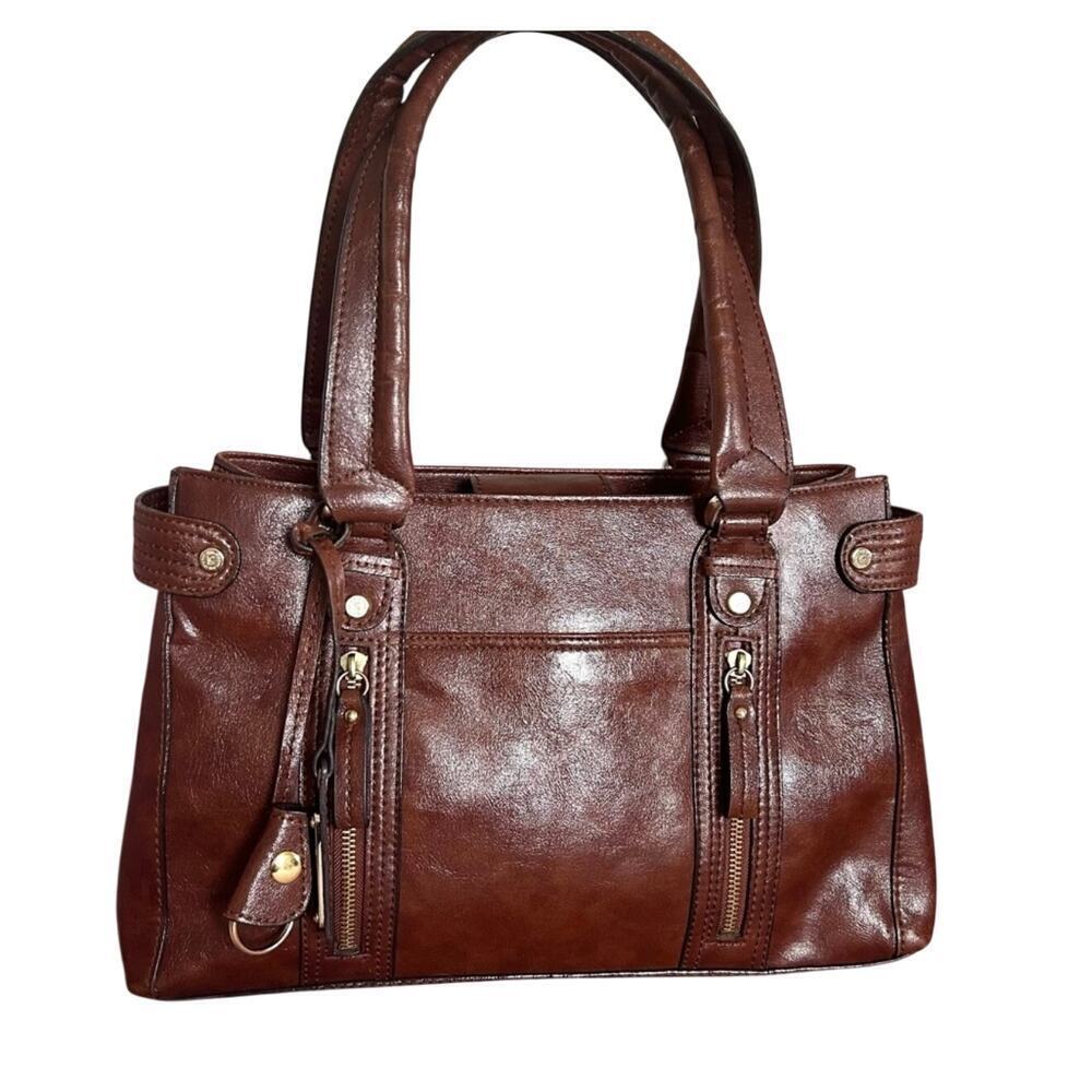 VTG Liz Claiborne Mocha Mousse Leather Shoulder Bag Excellent Cond